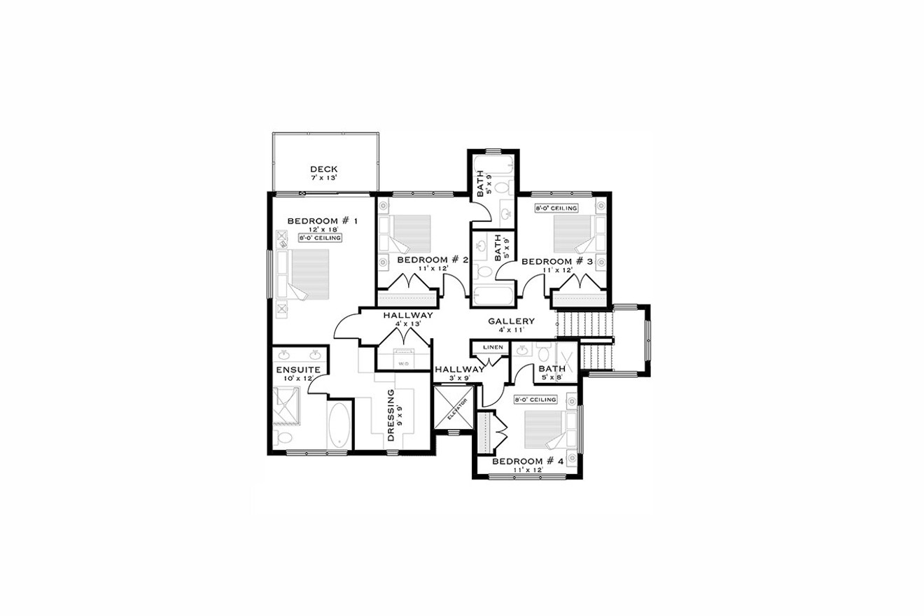 Secondary Image - Contemporary House Plan - Edgemont 88247 - 2nd Floor Plan
