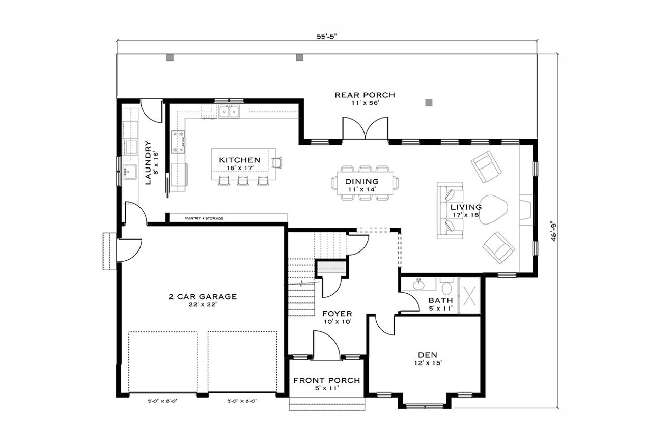 Craftsman House Plan - Maple Grove 75846 - 1st Floor Plan