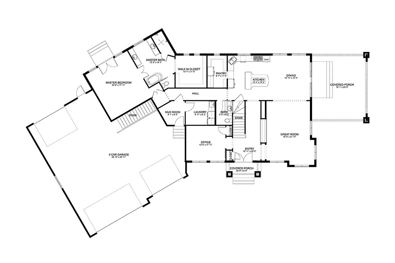 European House Plan - Mellor 70247 - 1st Floor Plan