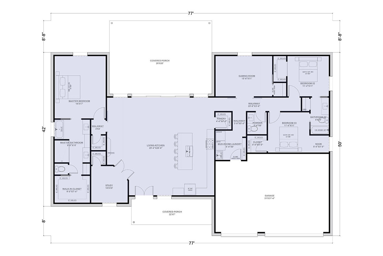 Farmhouse House Plan - Yara 78454 - 1st Floor Plan