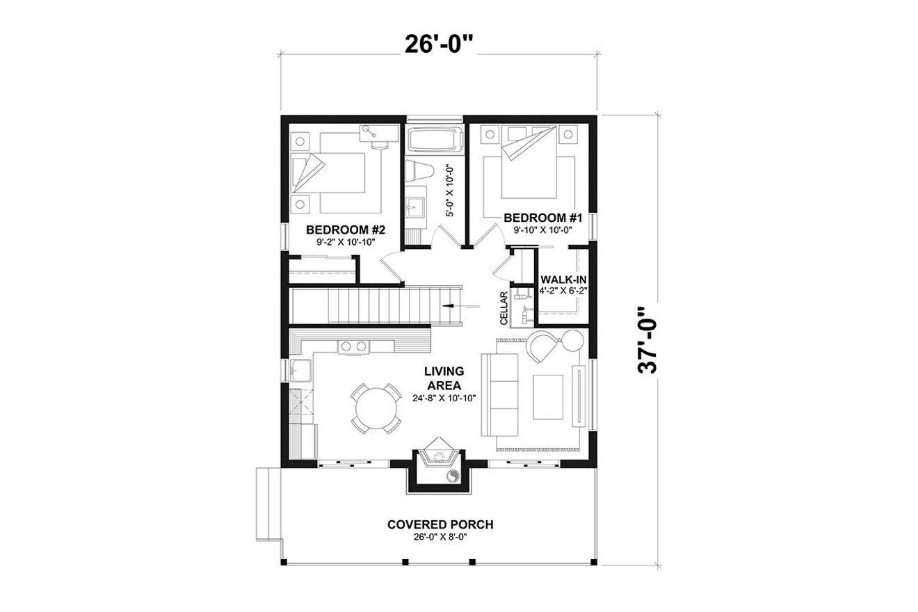 Mountain Rustic House Plan - Bonzai 2 31544 - 1st Floor Plan
