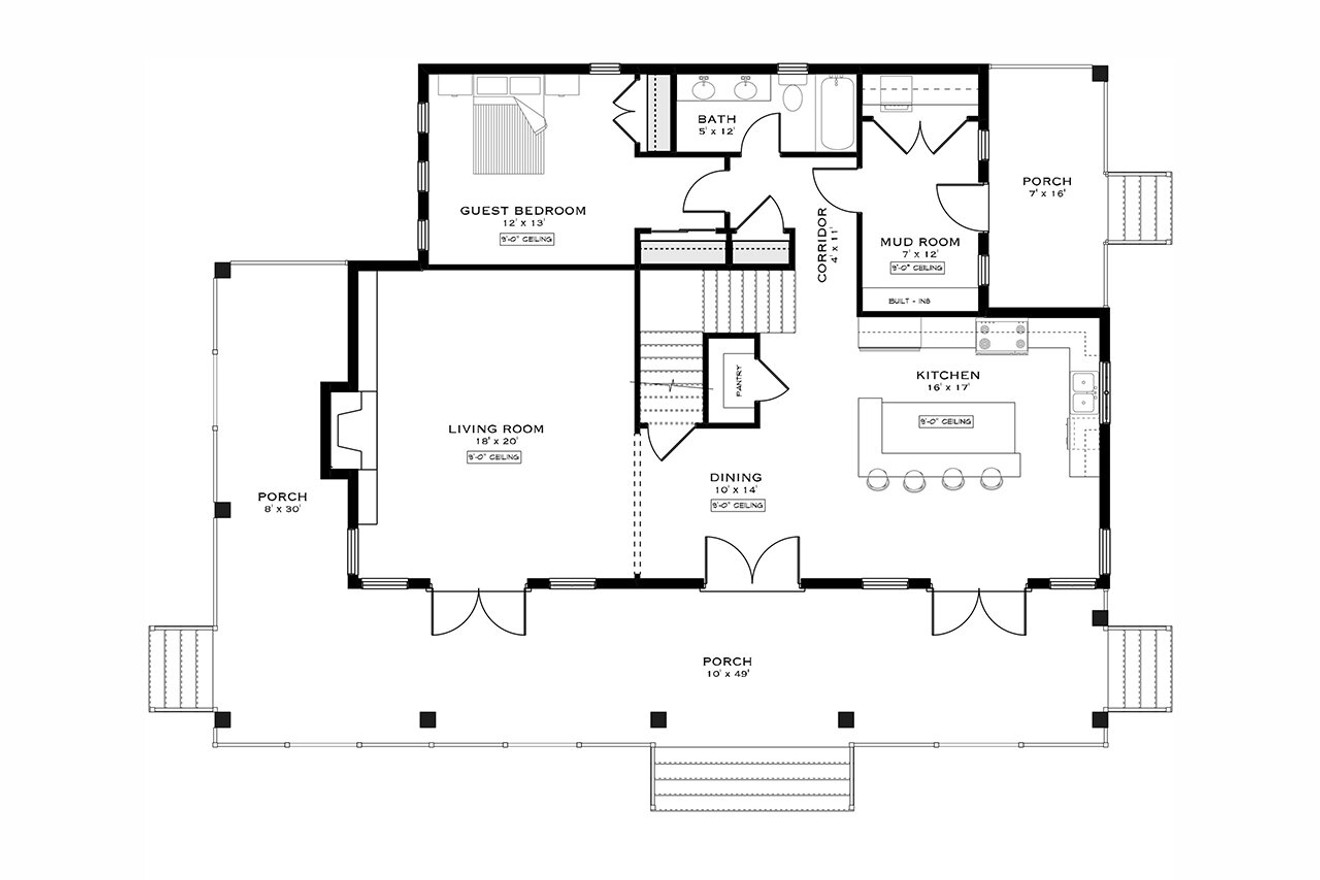 Farmhouse House Plan - Tranquil Acres 22725 - 1st Floor Plan