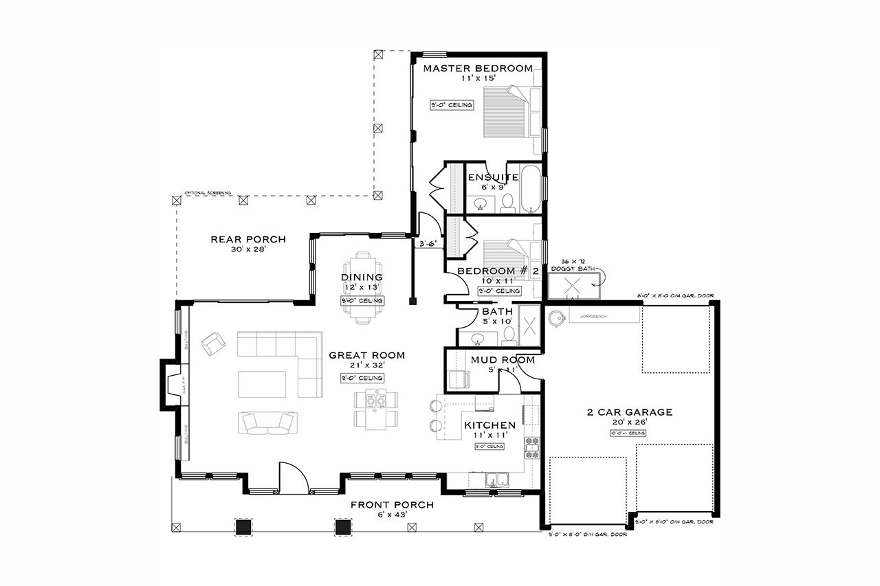 Ranch House Plan - Prairie Hills 77380 - 1st Floor Plan