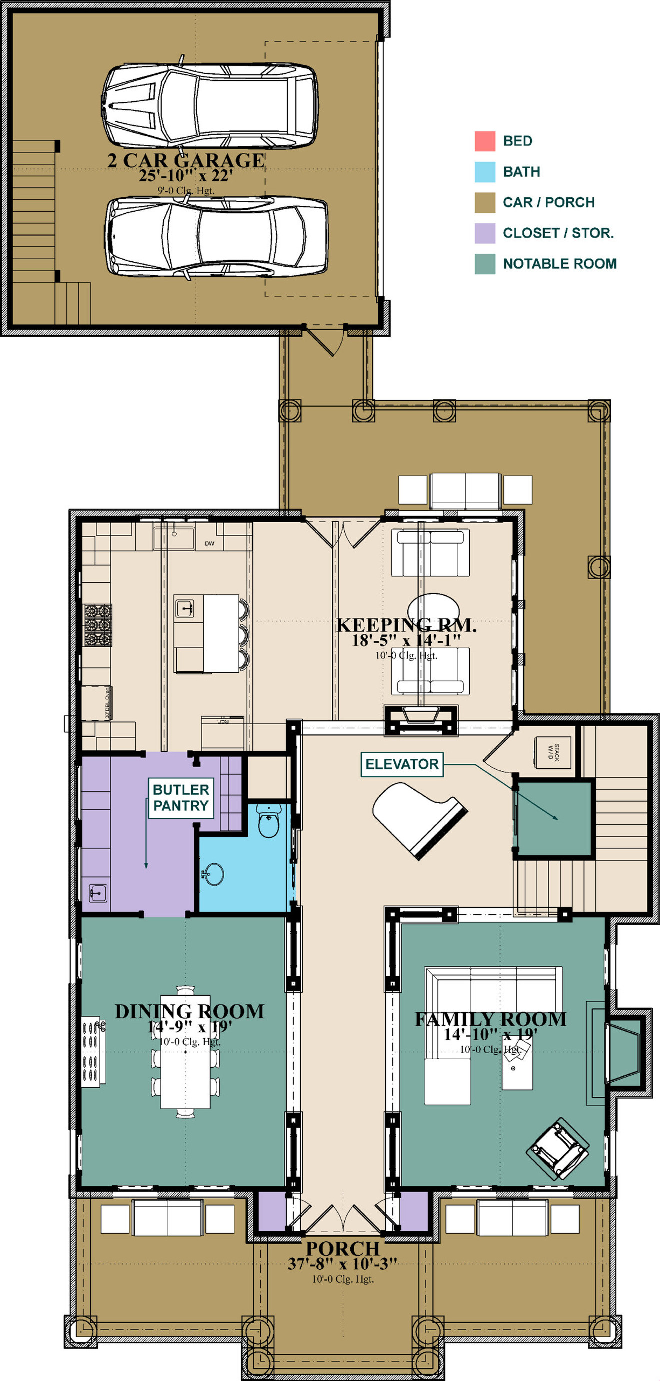 Colonial House Plan - Pennington 24942 - 1st Floor Plan