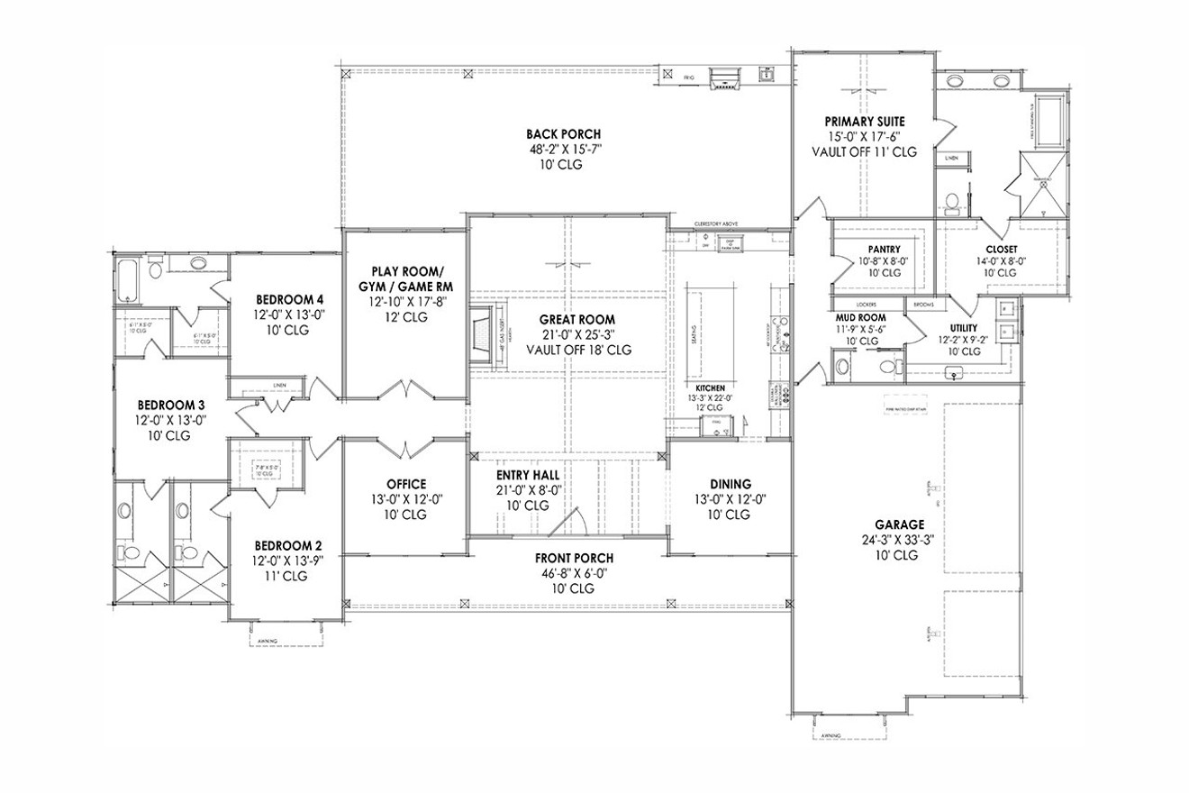 Farmhouse House Plan - 77379 - 1st Floor Plan