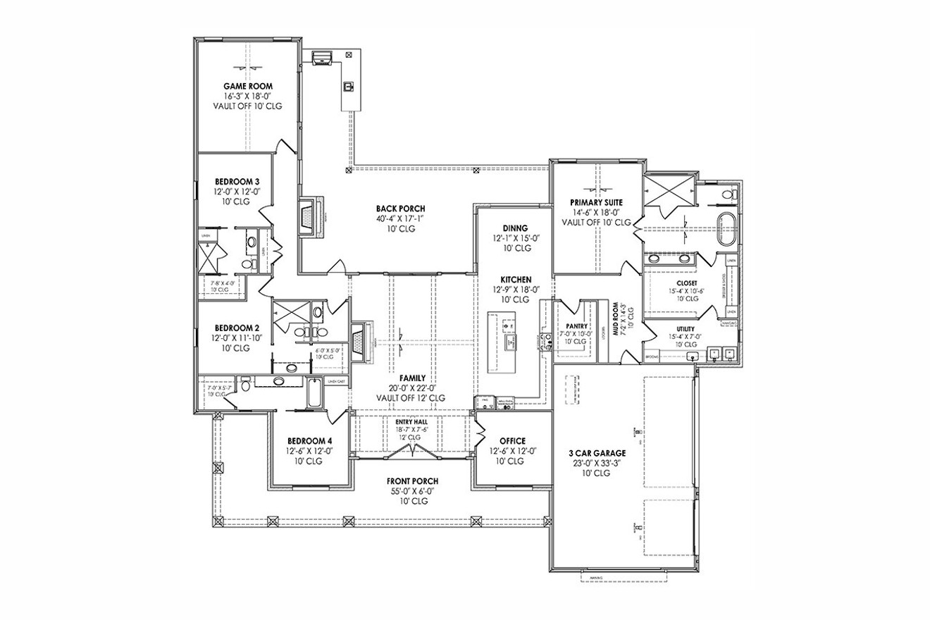 Farmhouse House Plan - 42819 - 1st Floor Plan