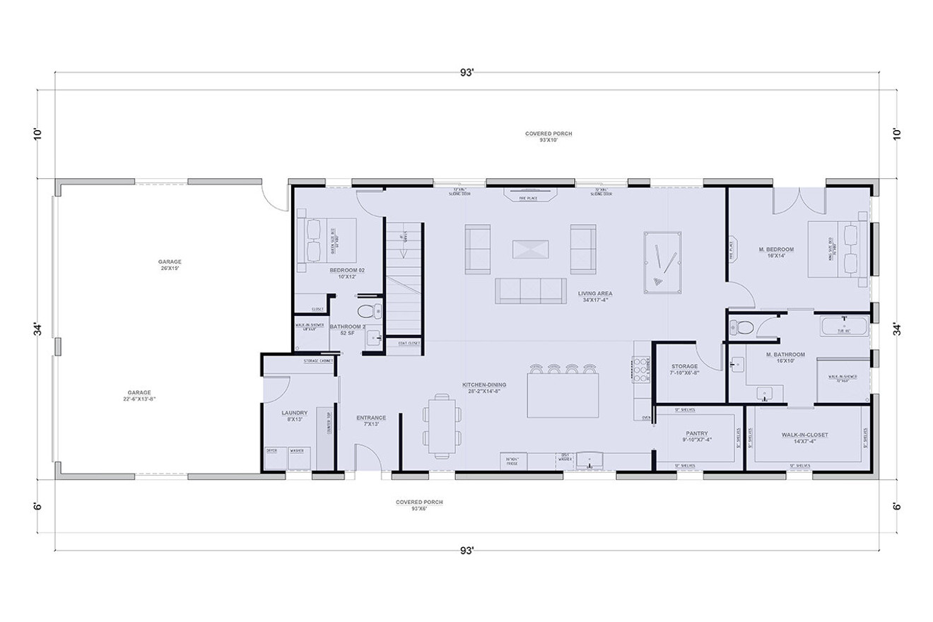 Traditional House Plan - Sage 98496 - 1st Floor Plan