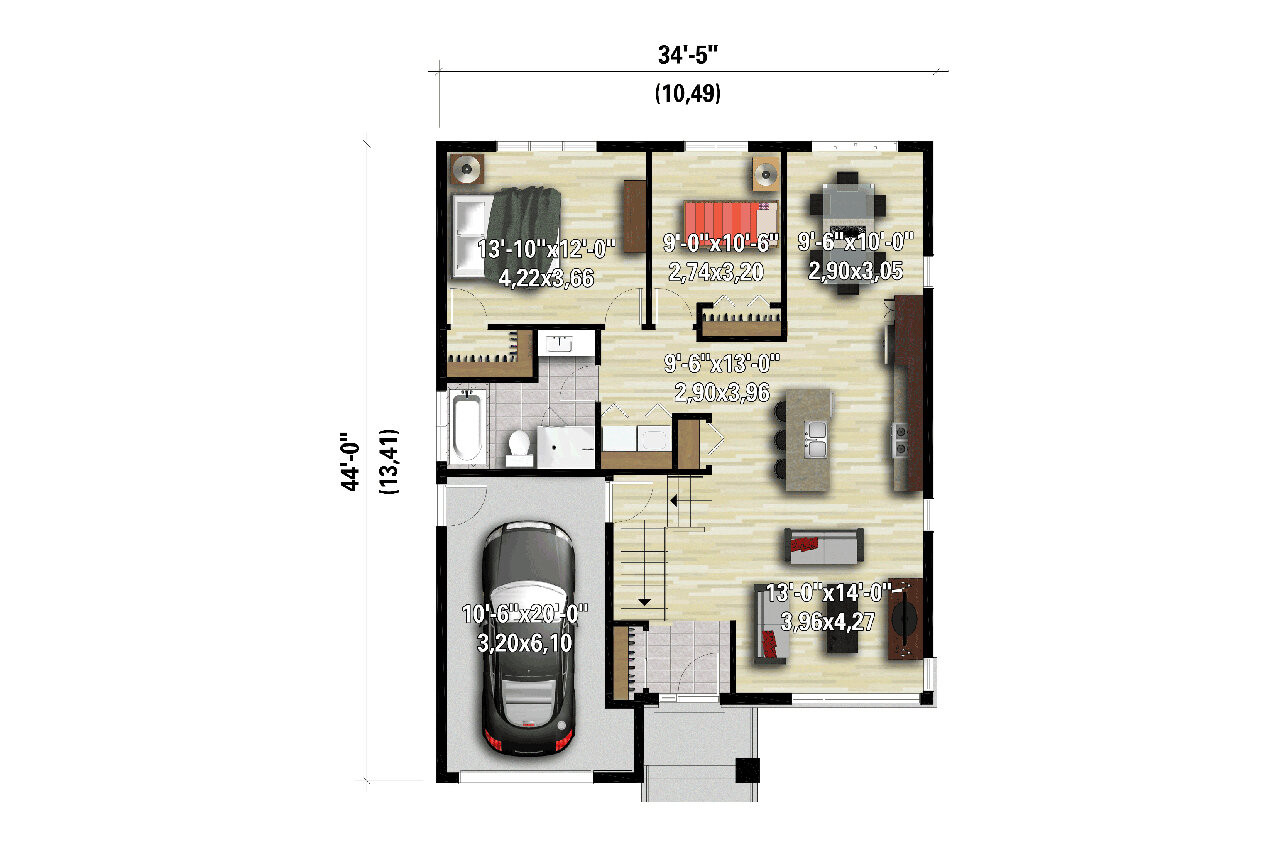 Modern House Plan - 69203 - 1st Floor Plan