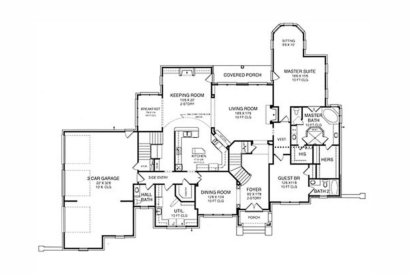 French Country House Plan - Medeira 26849 - 1st Floor Plan