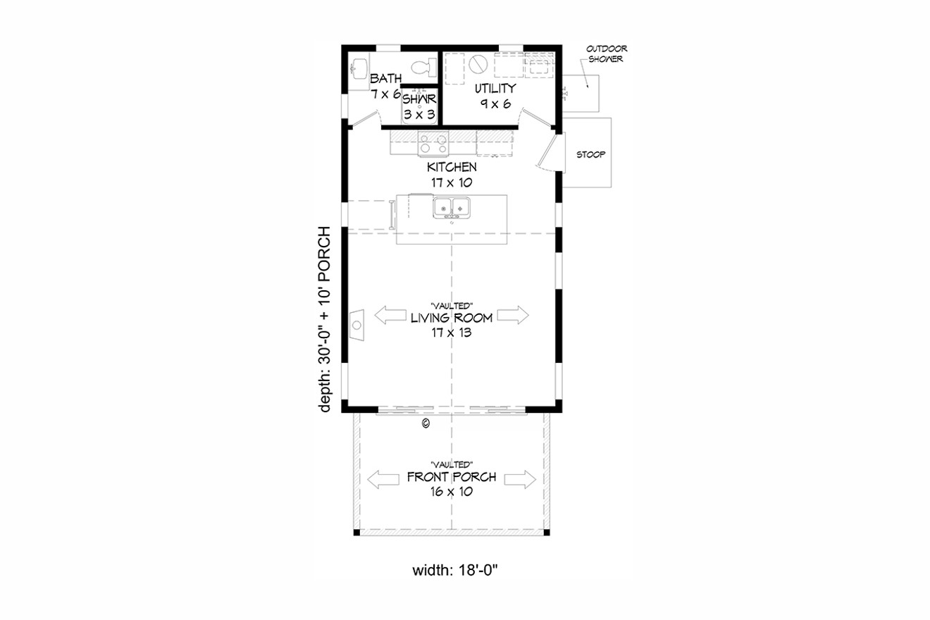 Cottage House Plan - Cottage Creek A 69537 - 1st Floor Plan