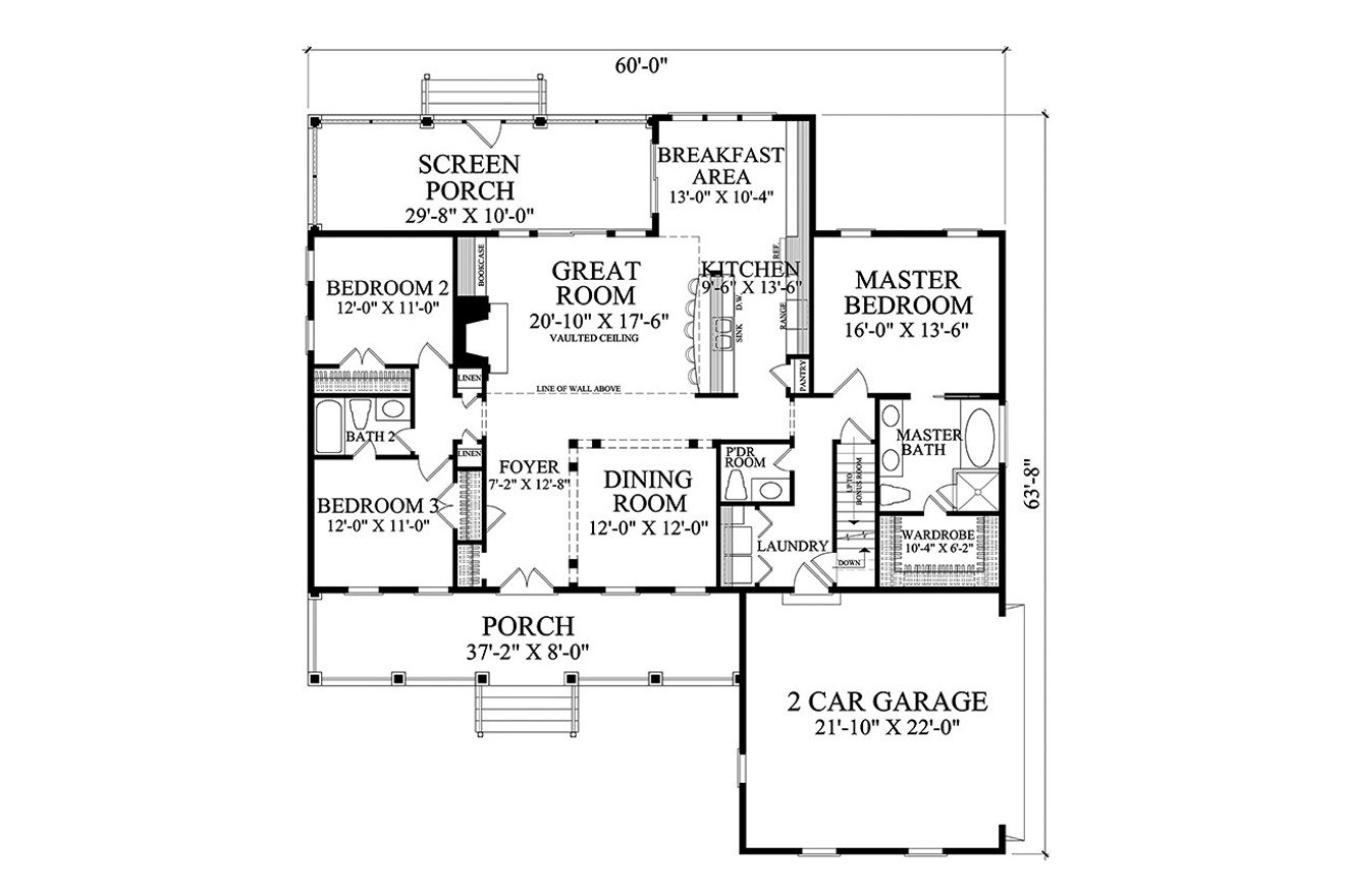 Southern House Plan - Havelock 25699 - 1st Floor Plan