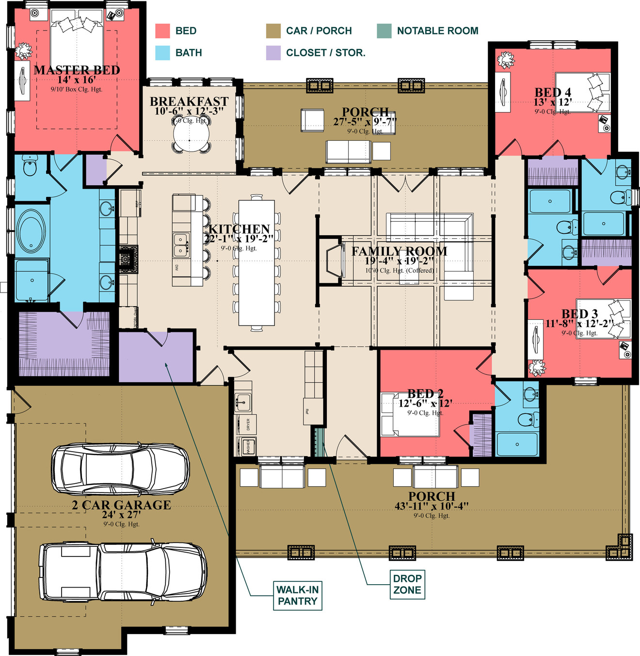 Craftsman House Plan - Horton 87241 - 1st Floor Plan