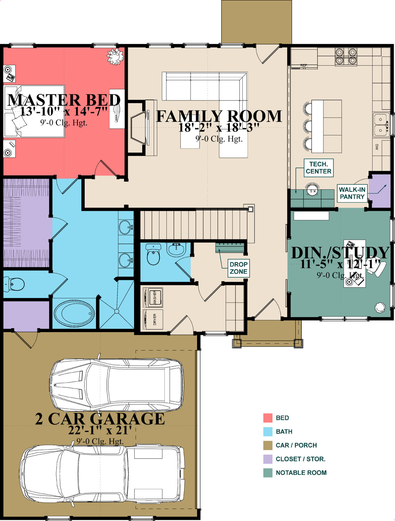 Traditional House Plan - Westley 60561 - 1st Floor Plan