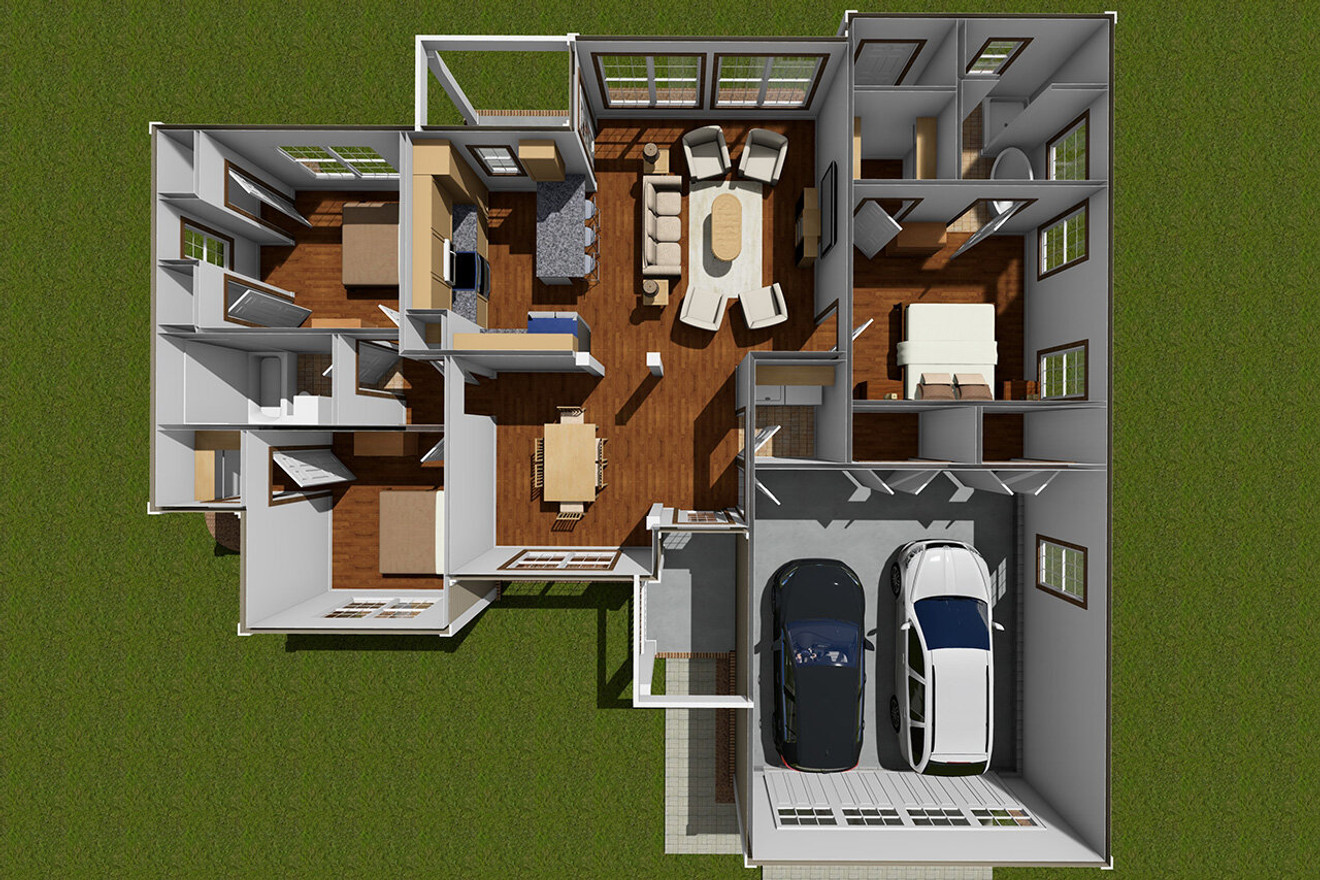 Traditional House Plan - Barnett 84425 - 1st Floor Plan Dollhouse - 