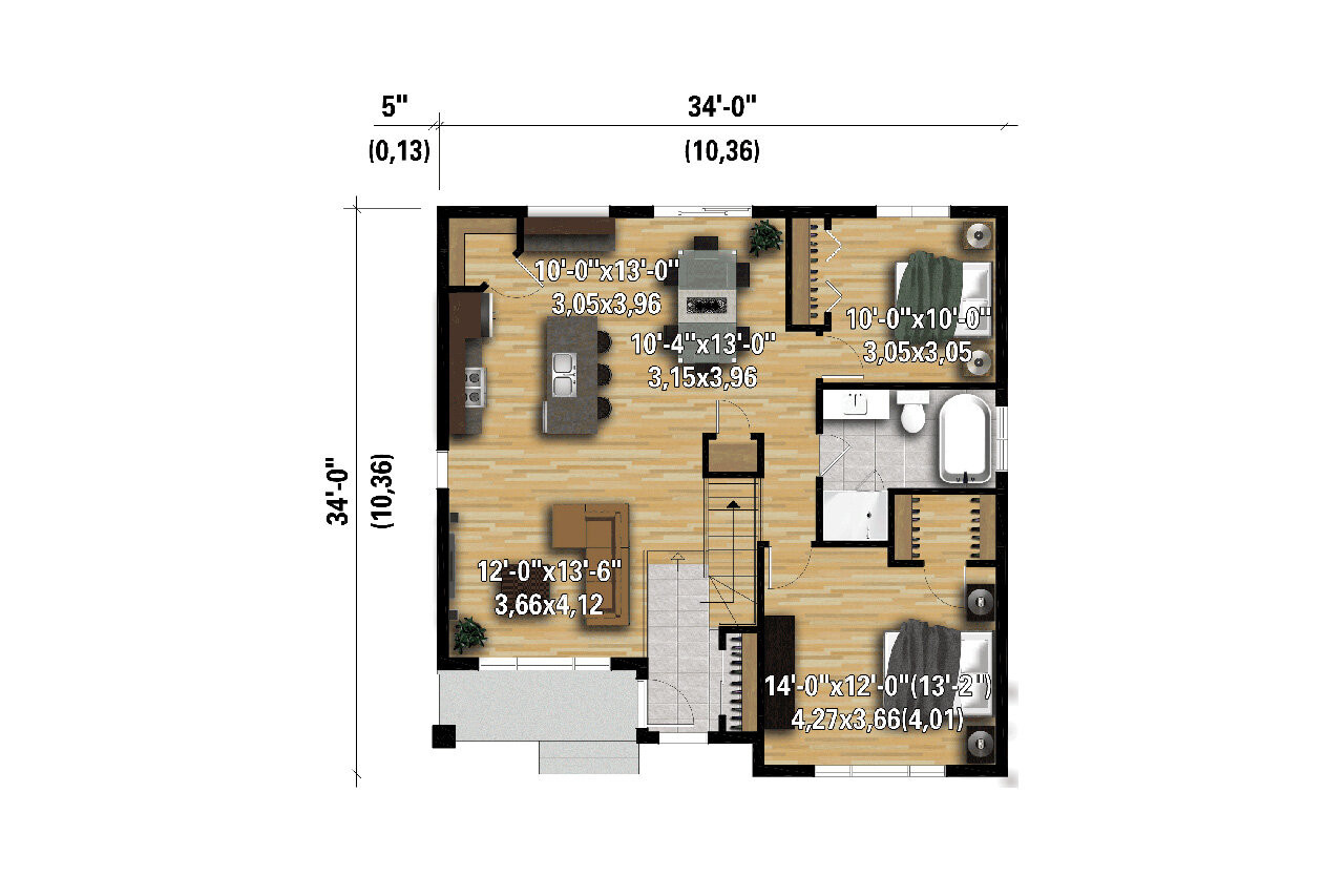 Modern House Plan - 57202 - 1st Floor Plan