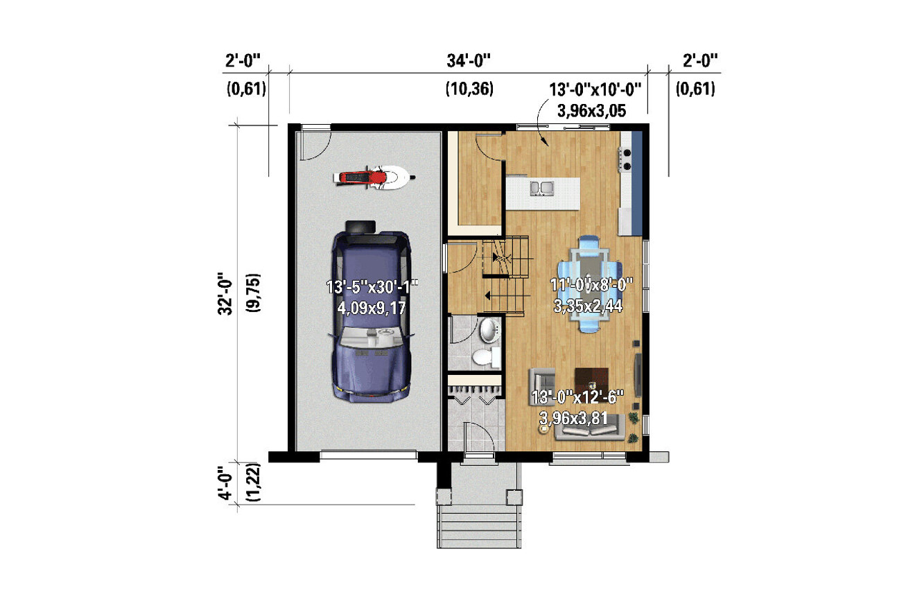 Modern House Plan - 67541 - 1st Floor Plan