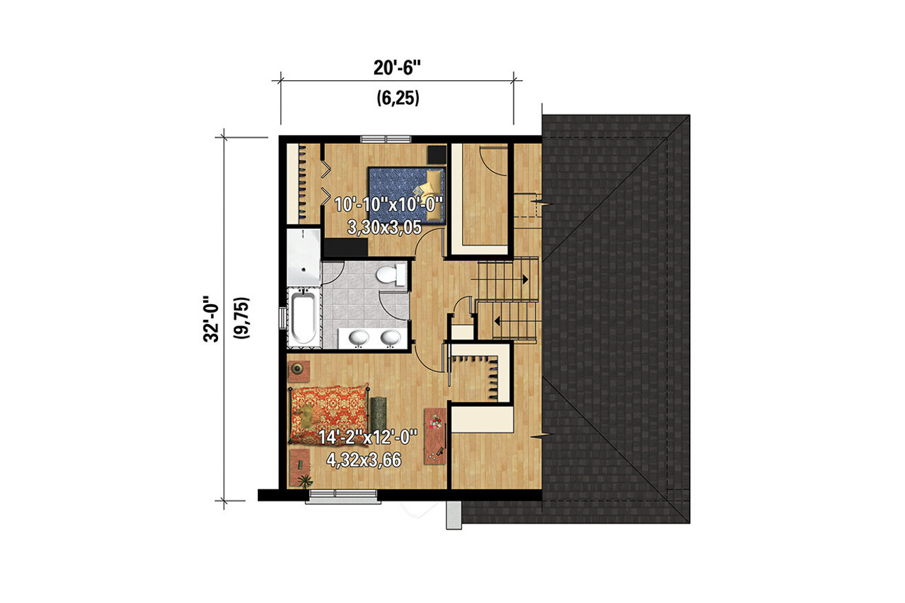 Secondary Image - Modern House Plan - 67541 - 2nd Floor Plan
