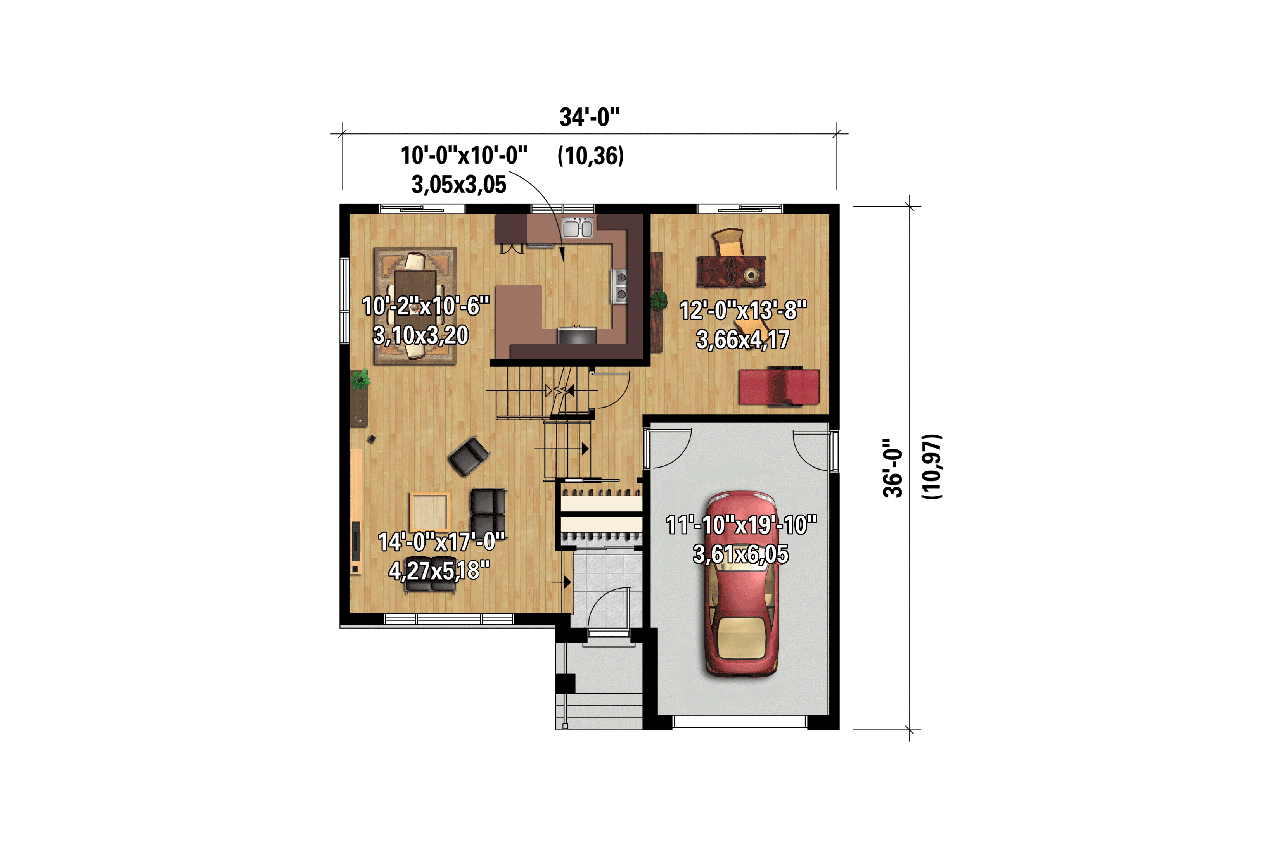 Modern House Plan - 42968 - 1st Floor Plan