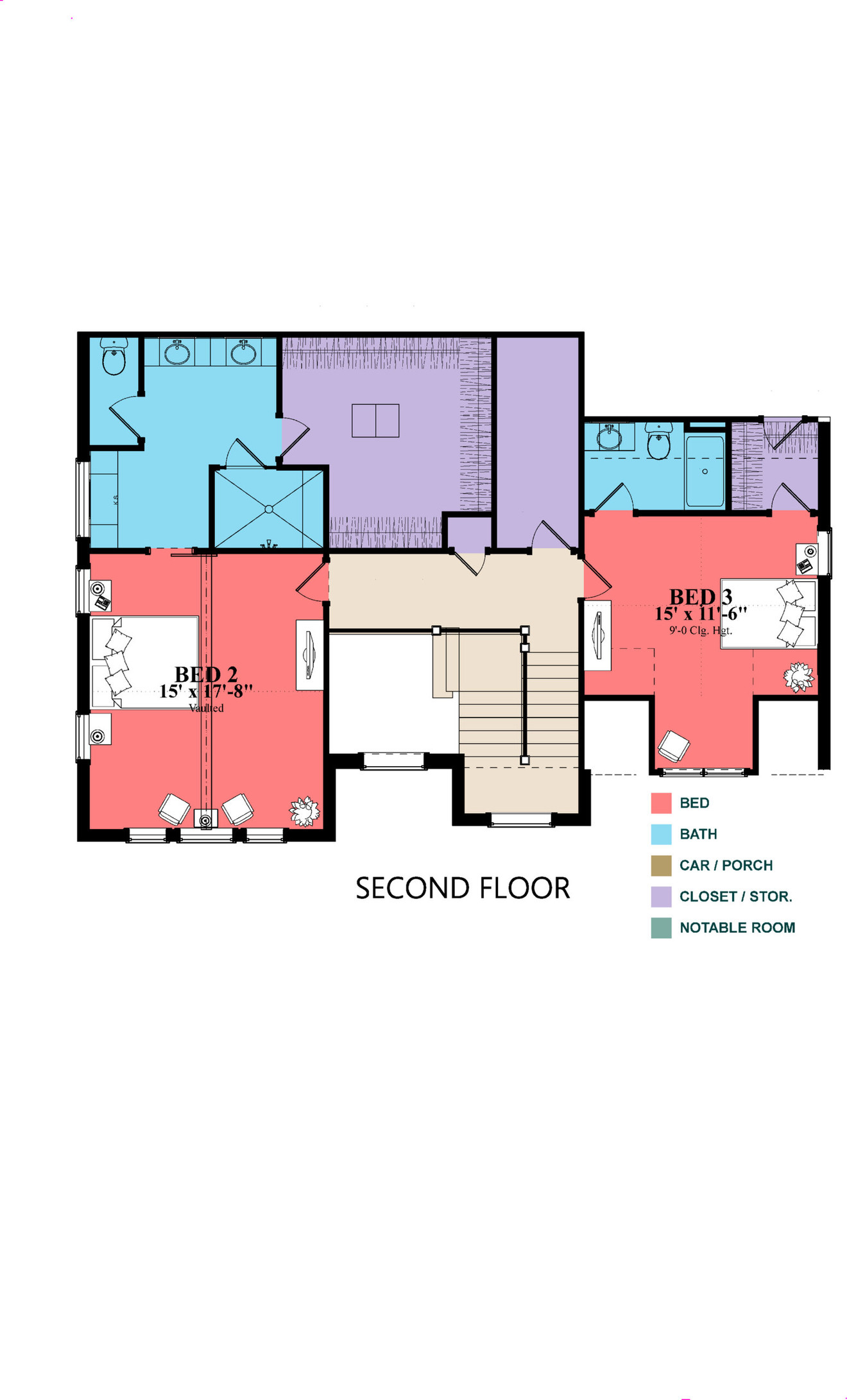 Secondary Image - Farmhouse House Plan - Valonia 3 68207 - 2nd Floor Plan