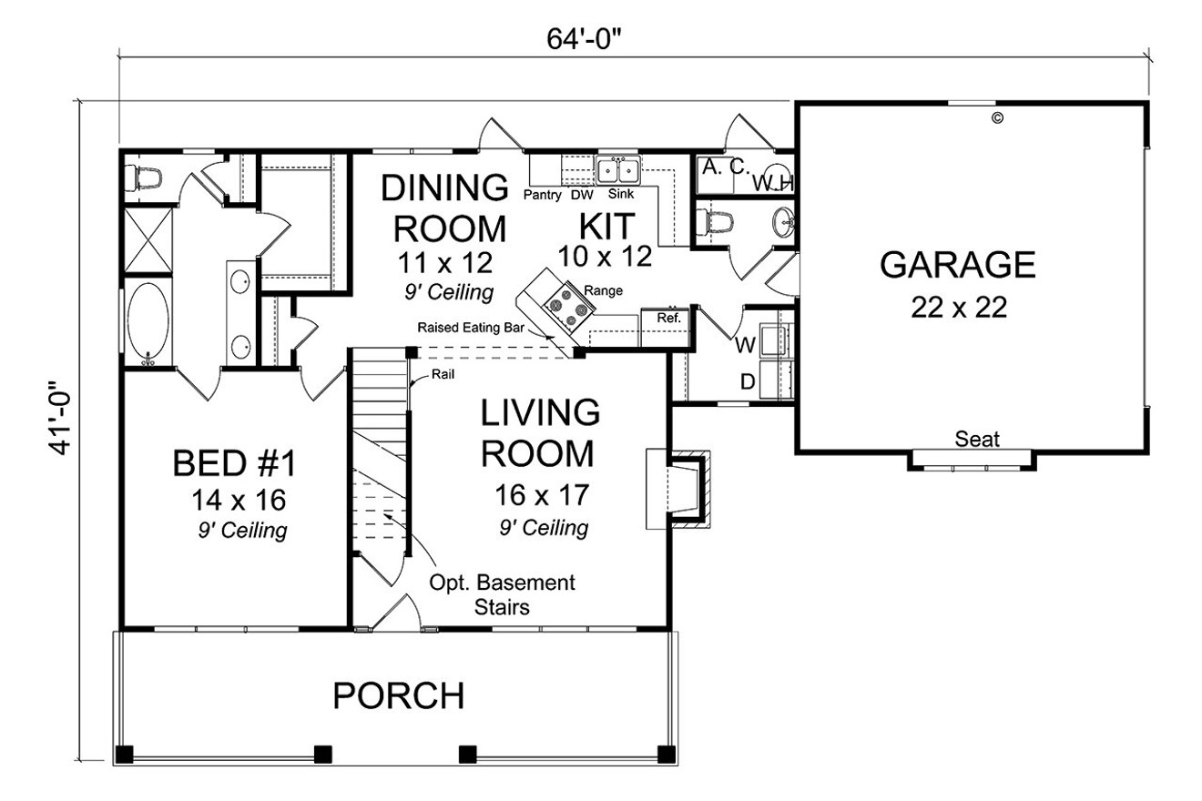 Cottage House Plan - Parkville 88708 - 1st Floor Plan