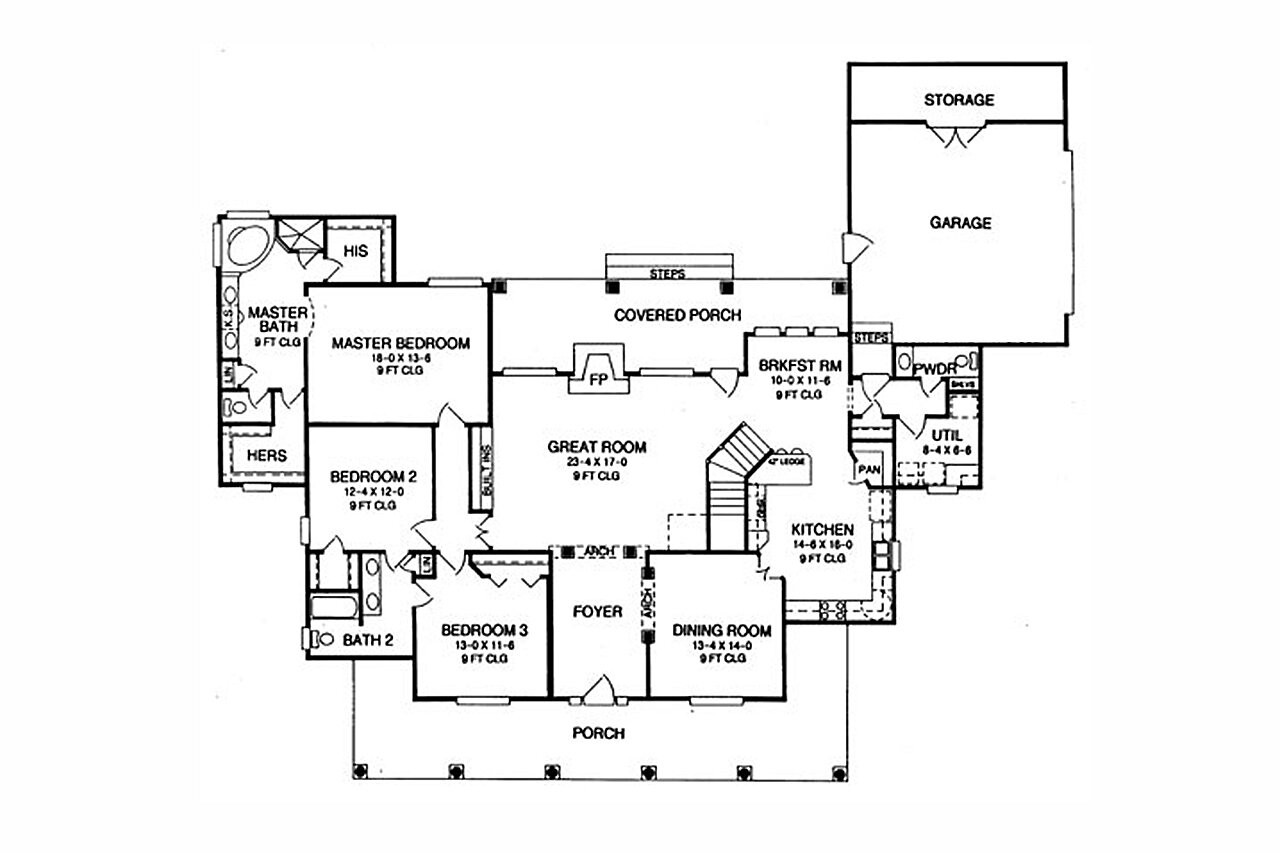 Farmhouse House Plan - Oak Pointe 95867 - 1st Floor Plan