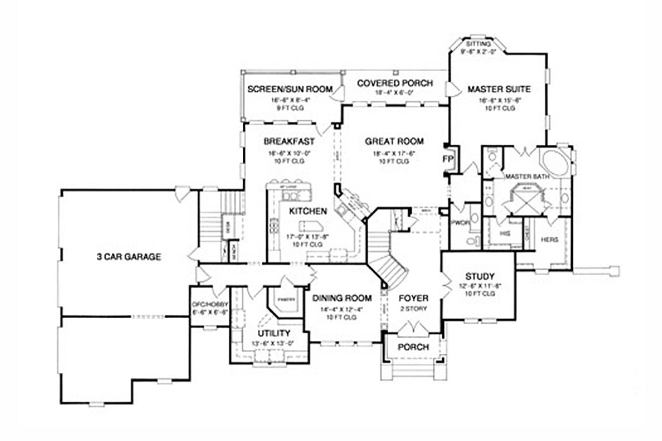 French Country House Plan - Tristan 36616 - 1st Floor Plan