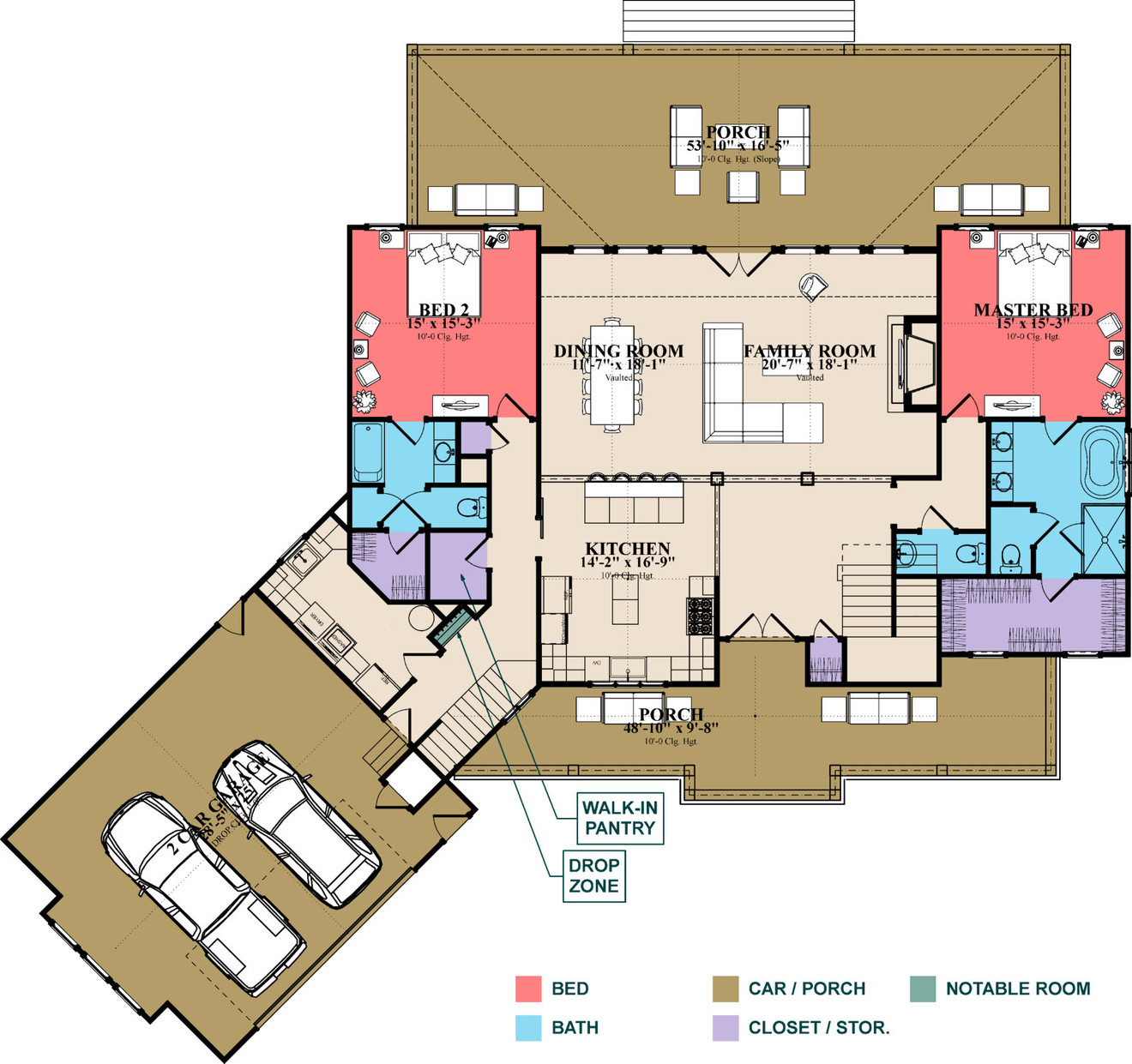 Southern House Plan - Mountshire 48828 - 1st Floor Plan