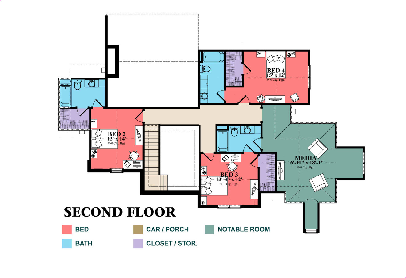 French Country House Plan - Holbrook 99544 - 2nd Floor Plan