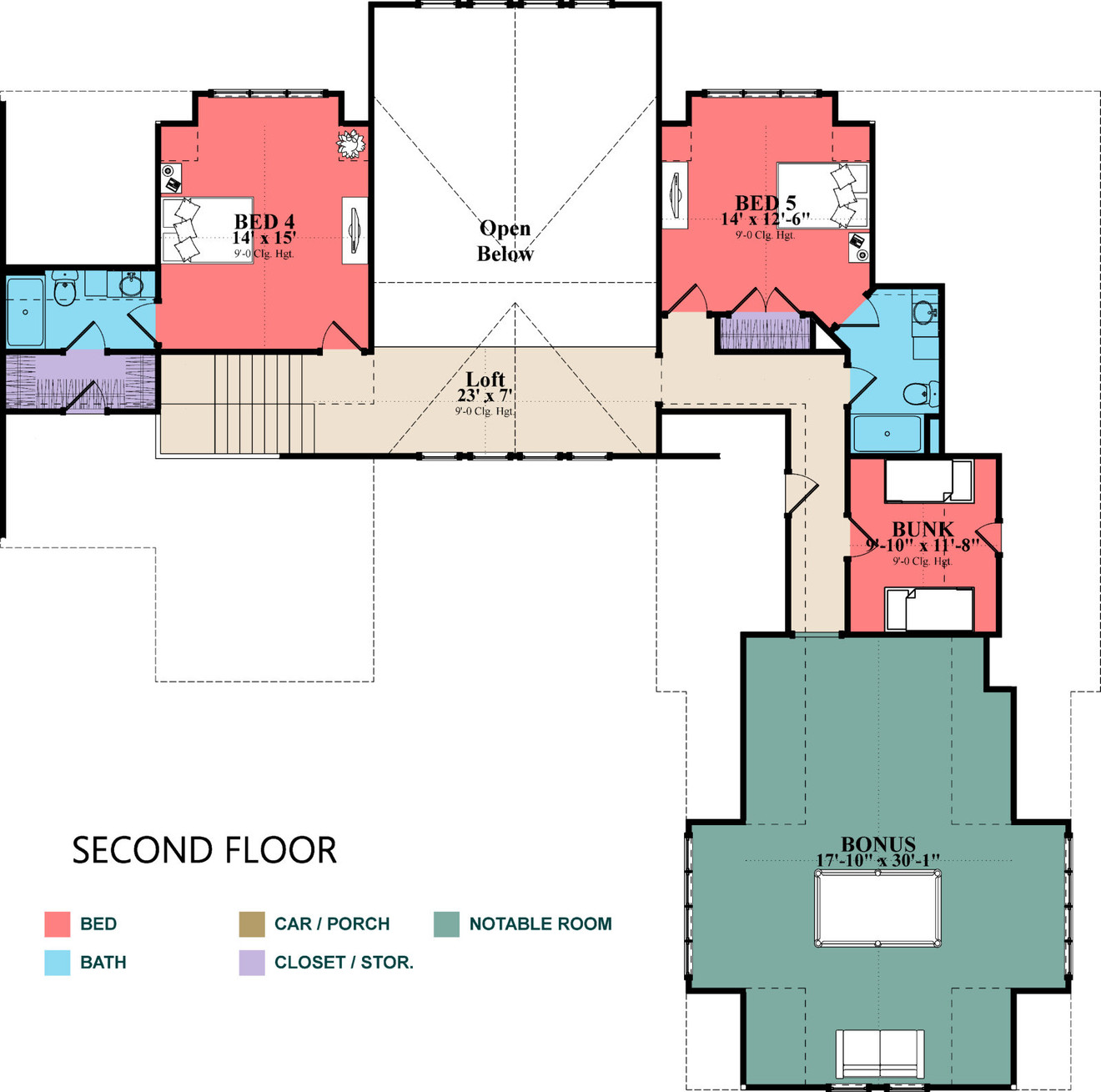 Craftsman House Plan - Miranda 4 99814 - 2nd Floor Plan