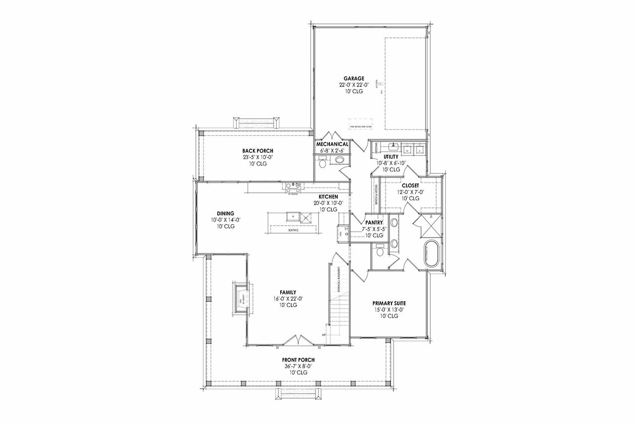 Farmhouse House Plan - 64191 - 1st Floor Plan