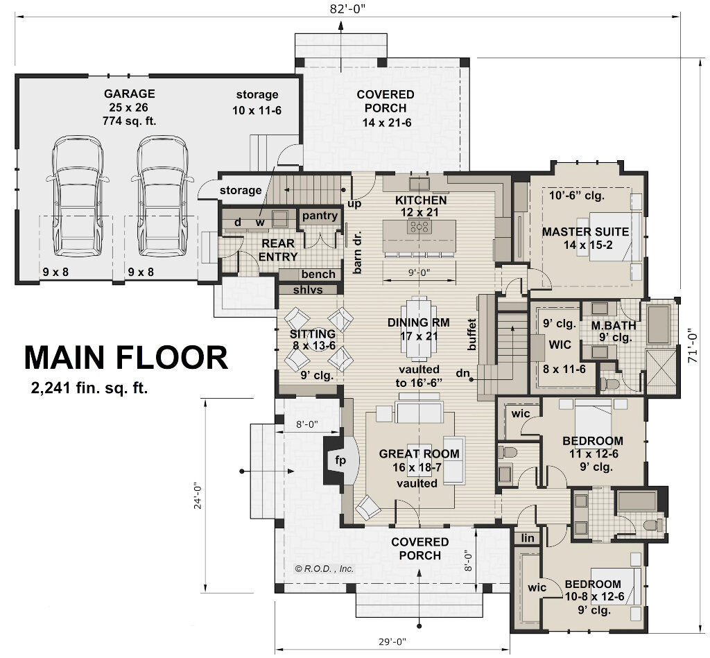 Farmhouse House Plan - Acorn Farmhouse 51541 - 1st Floor Plan