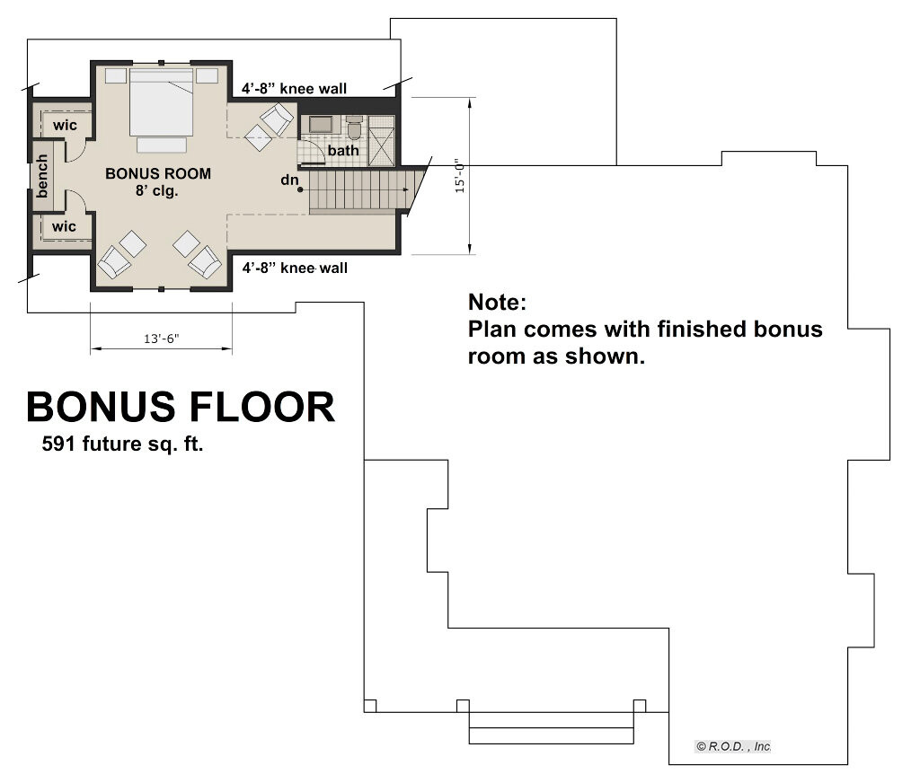 Farmhouse House Plan - Acorn Farmhouse 51541 - 2nd Floor Plan