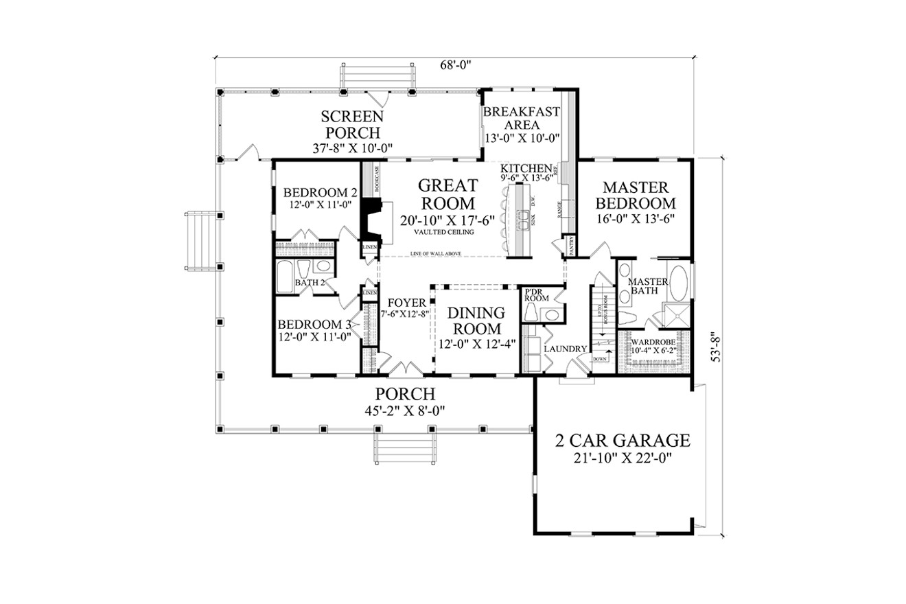 Country House Plan - Indigo Cottage 32713 - 1st Floor Plan