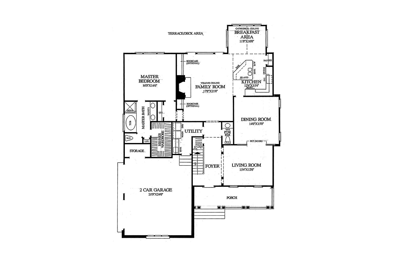 European House Plan - Blue Ridge Cottage 53179 - 1st Floor Plan