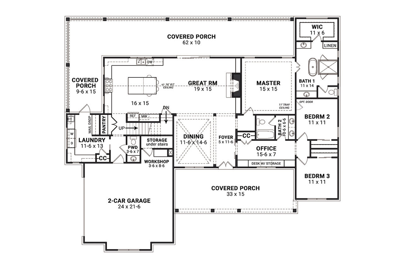 Farmhouse House Plan - Blueberry Ranch 88722 - 1st Floor Plan