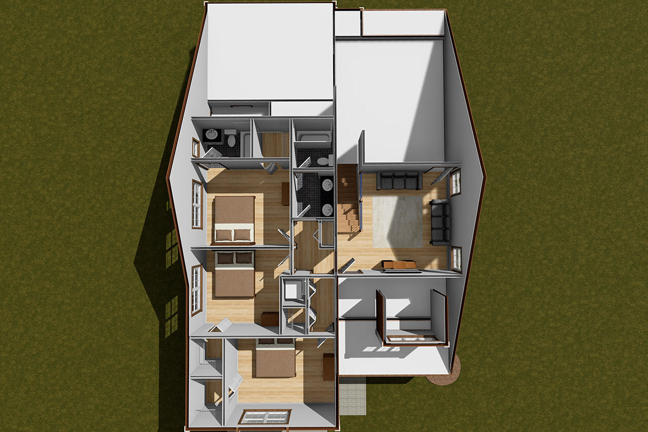Cottage House Plan - 51690 - 2nd Floor Plan Dollhouse - 