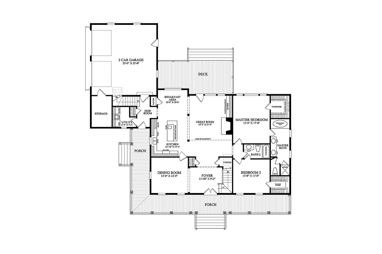 Country House Plan - Calabash Cottage 92850 - 1st Floor Plan
