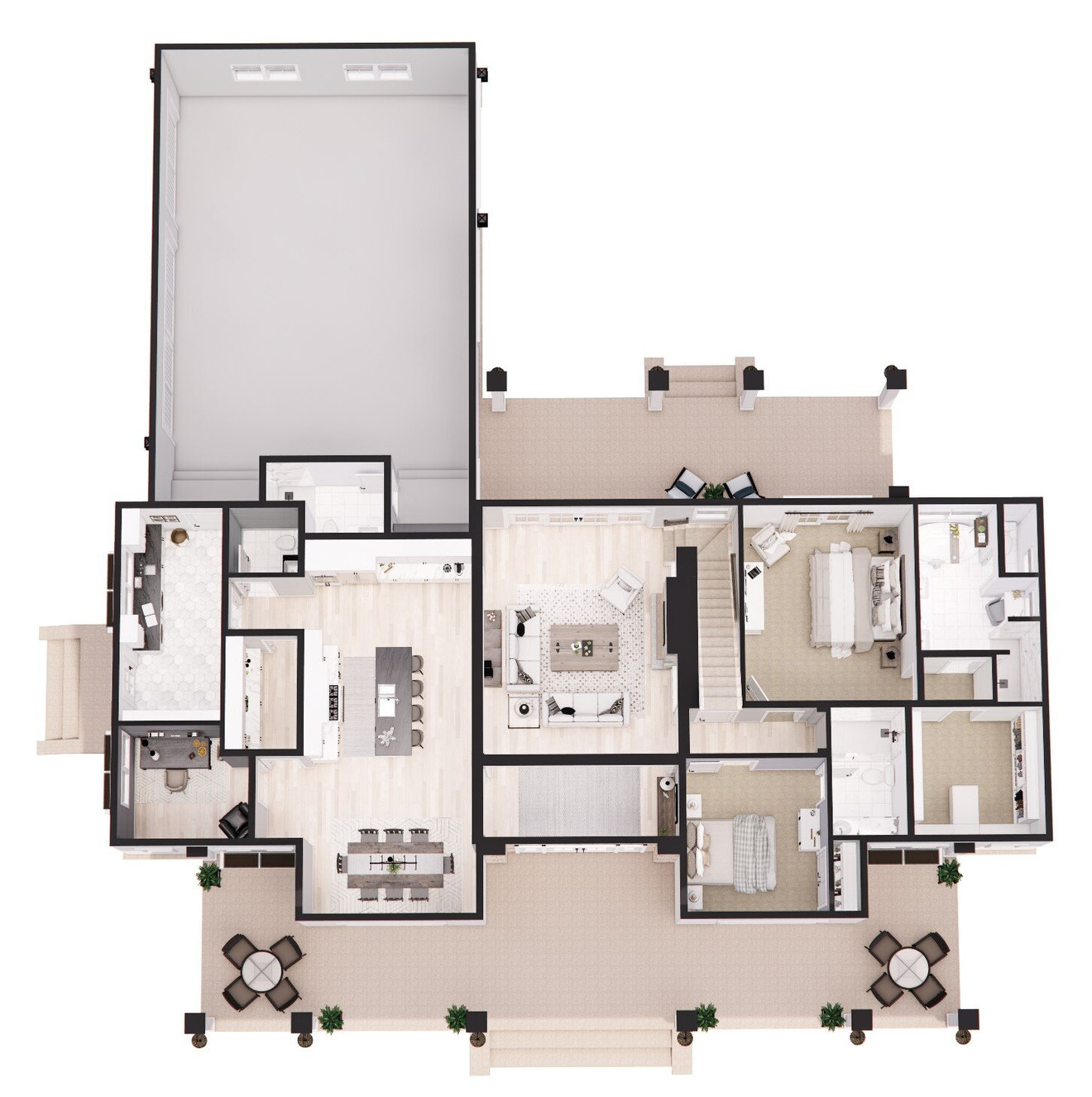 Farmhouse House Plan - Silverbell Ranch 18633 - 1st Floor Plan Dollhouse - 