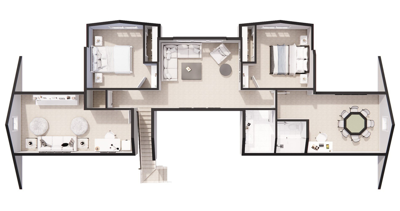 Farmhouse House Plan - Silverbell Ranch 18633 - 2nd Floor Plan Dollhouse - 