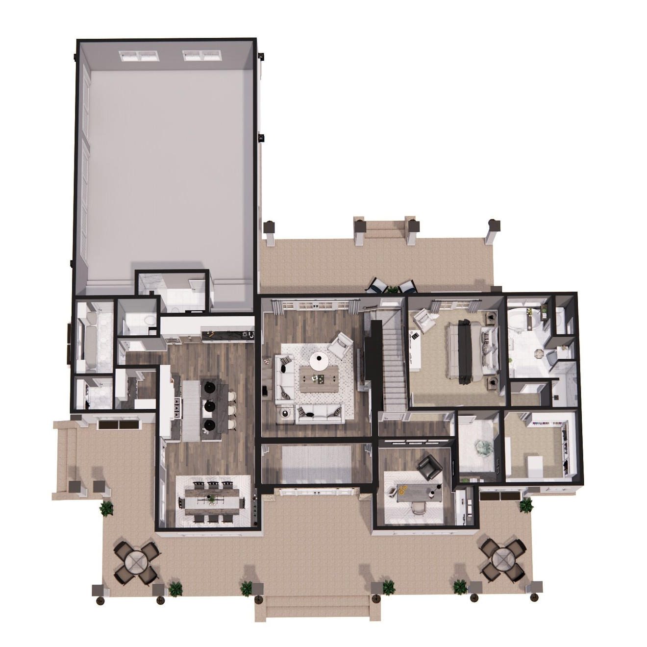 Farmhouse House Plan - Misty Falls 60386 - 1st Floor Plan Dollhouse - 