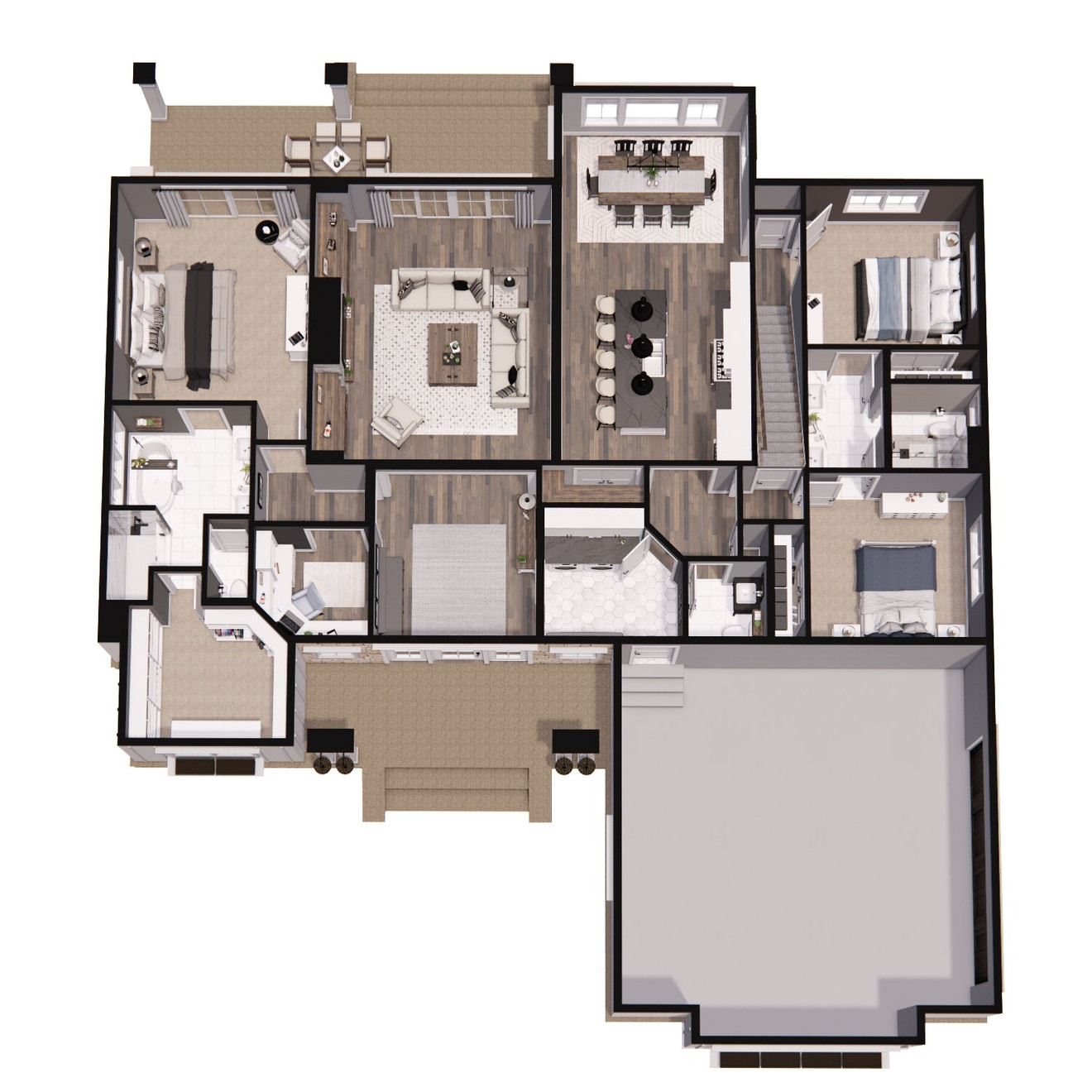 Country House Plan - Ivory Farm 39915 - 1st Floor Plan Dollhouse - 