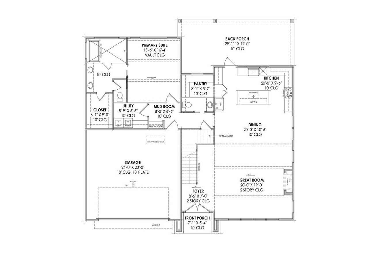 Contemporary House Plan - 68122 - 1st Floor Plan