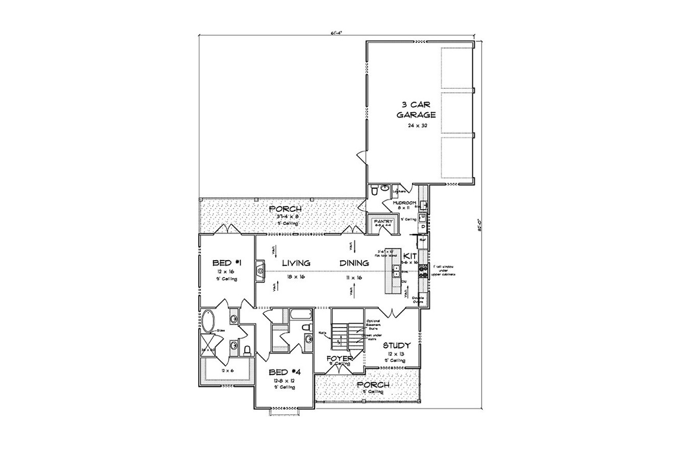 Farmhouse House Plan - 97424 - 1st Floor Plan