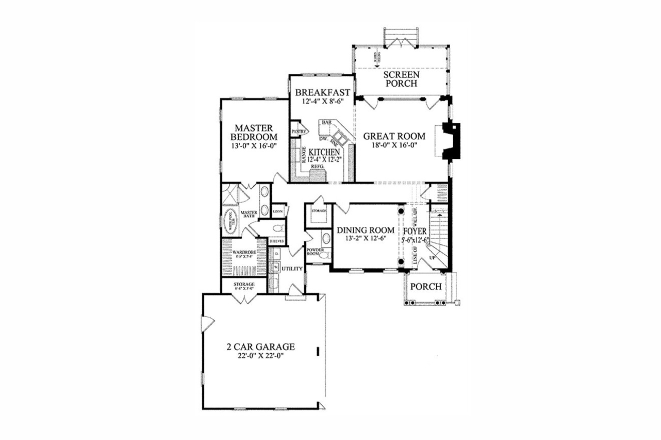 Colonial House Plan - Drum Bay 65323 - 1st Floor Plan