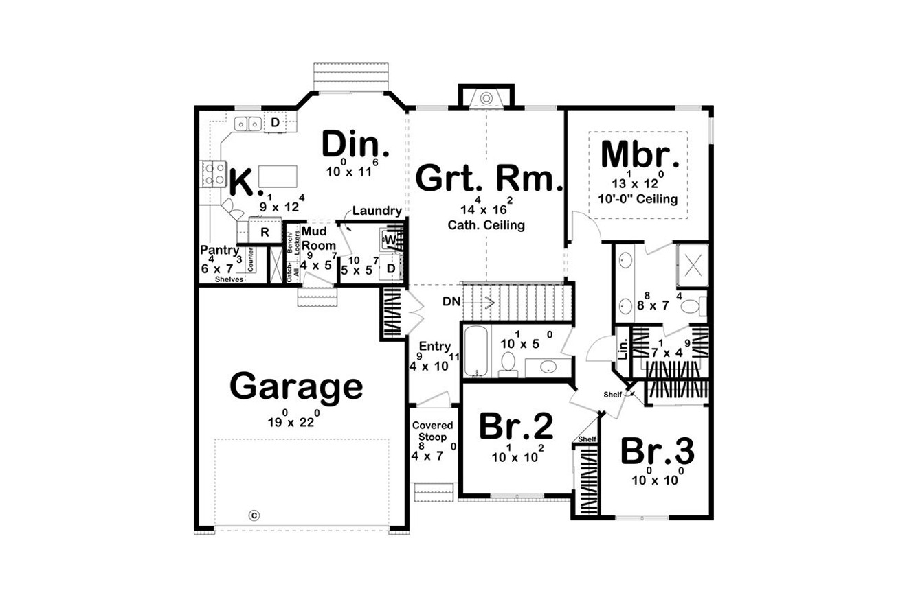Traditional House Plan - Springhill 61514 - 1st Floor Plan