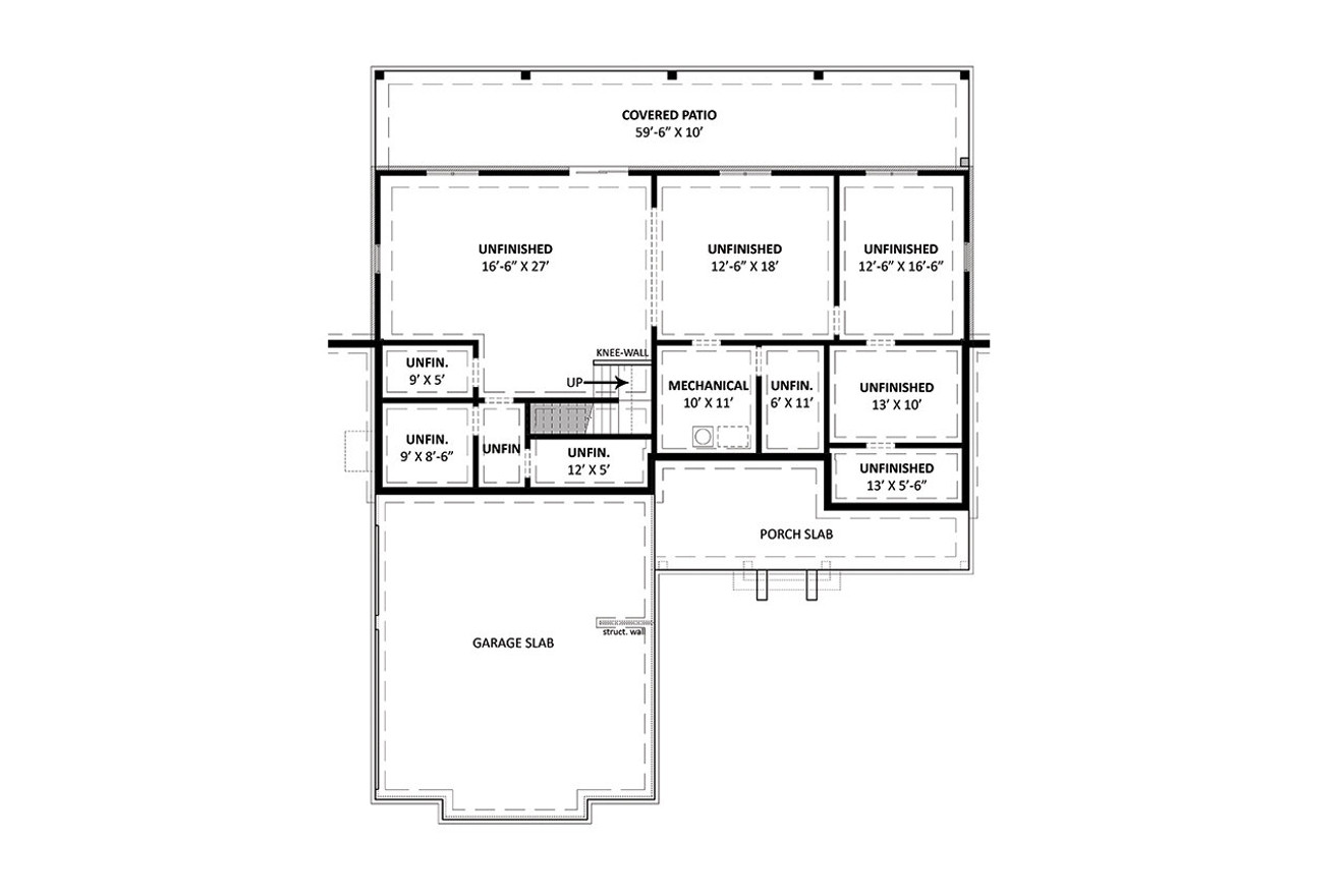 Farmhouse House Plan - White Lily 55602 - Basement Floor Plan