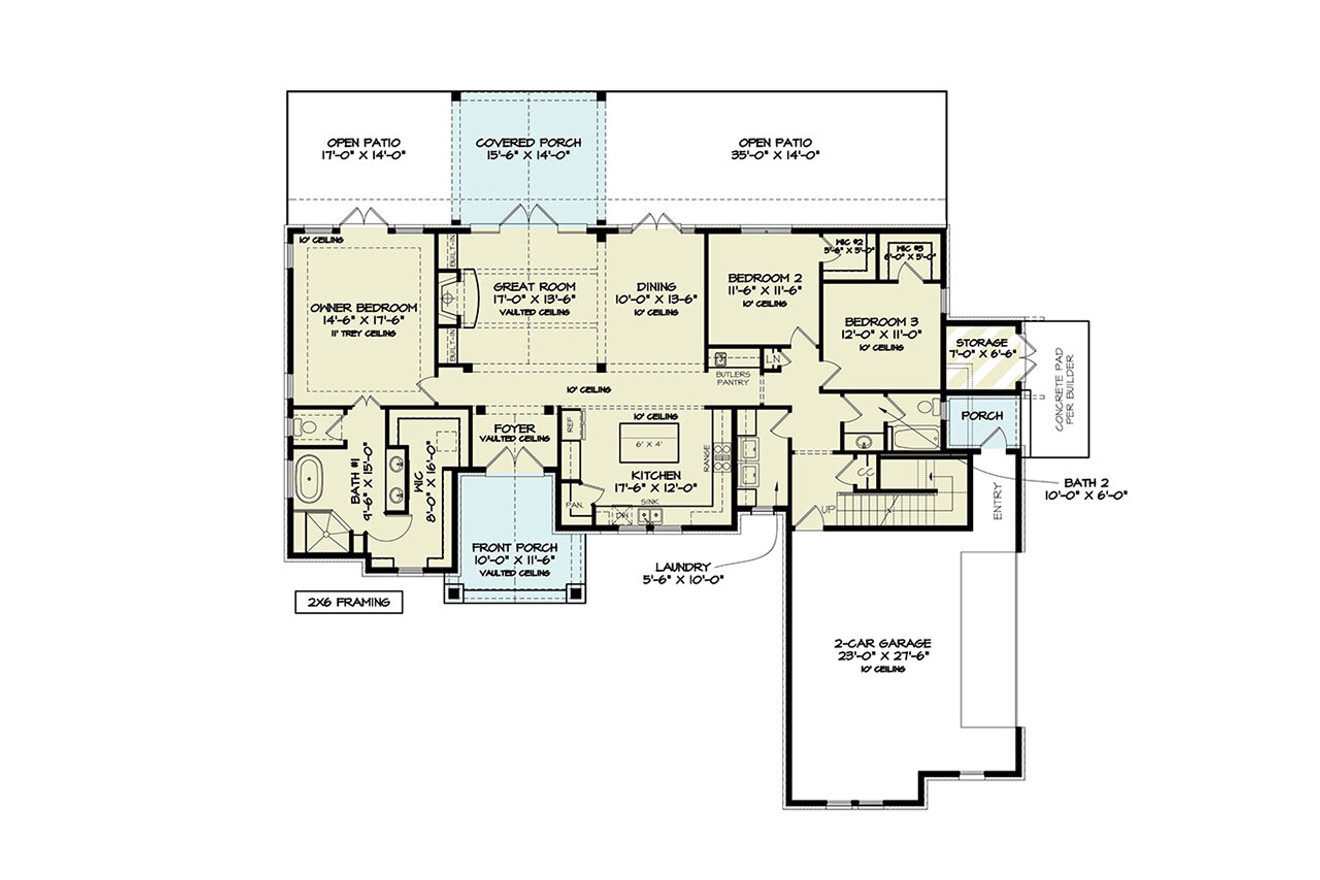 Farmhouse House Plan - Willow Grove 32264 - 1st Floor Plan