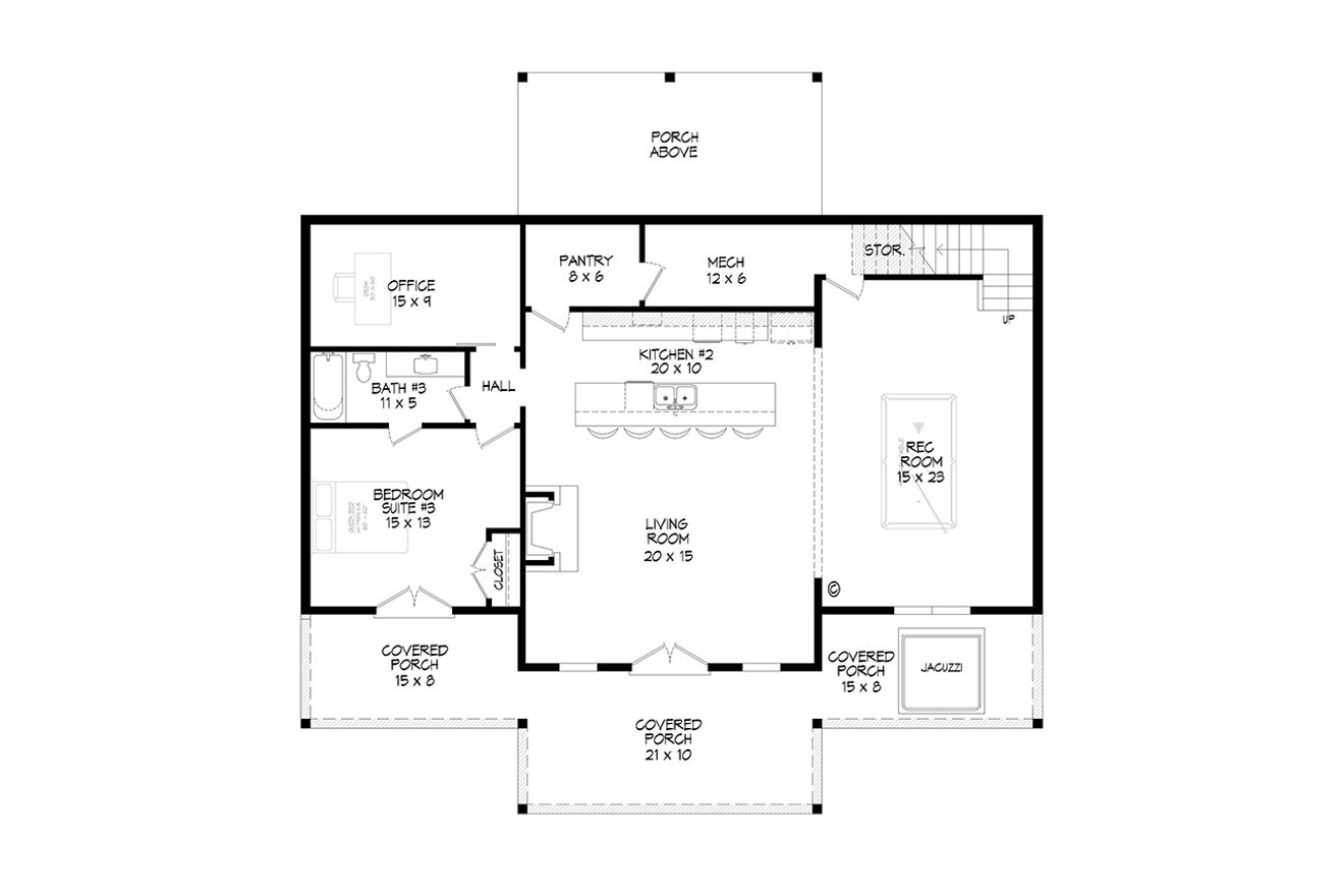 Mountain Rustic House Plan - Sugar Ranch Lookout 79669 - 1st Floor Plan