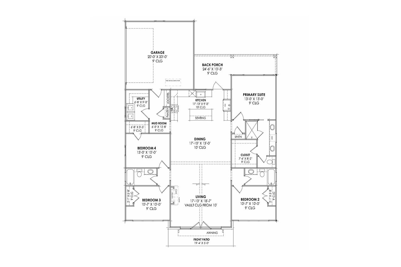 Mountain Rustic House Plan - 54363 - 1st Floor Plan