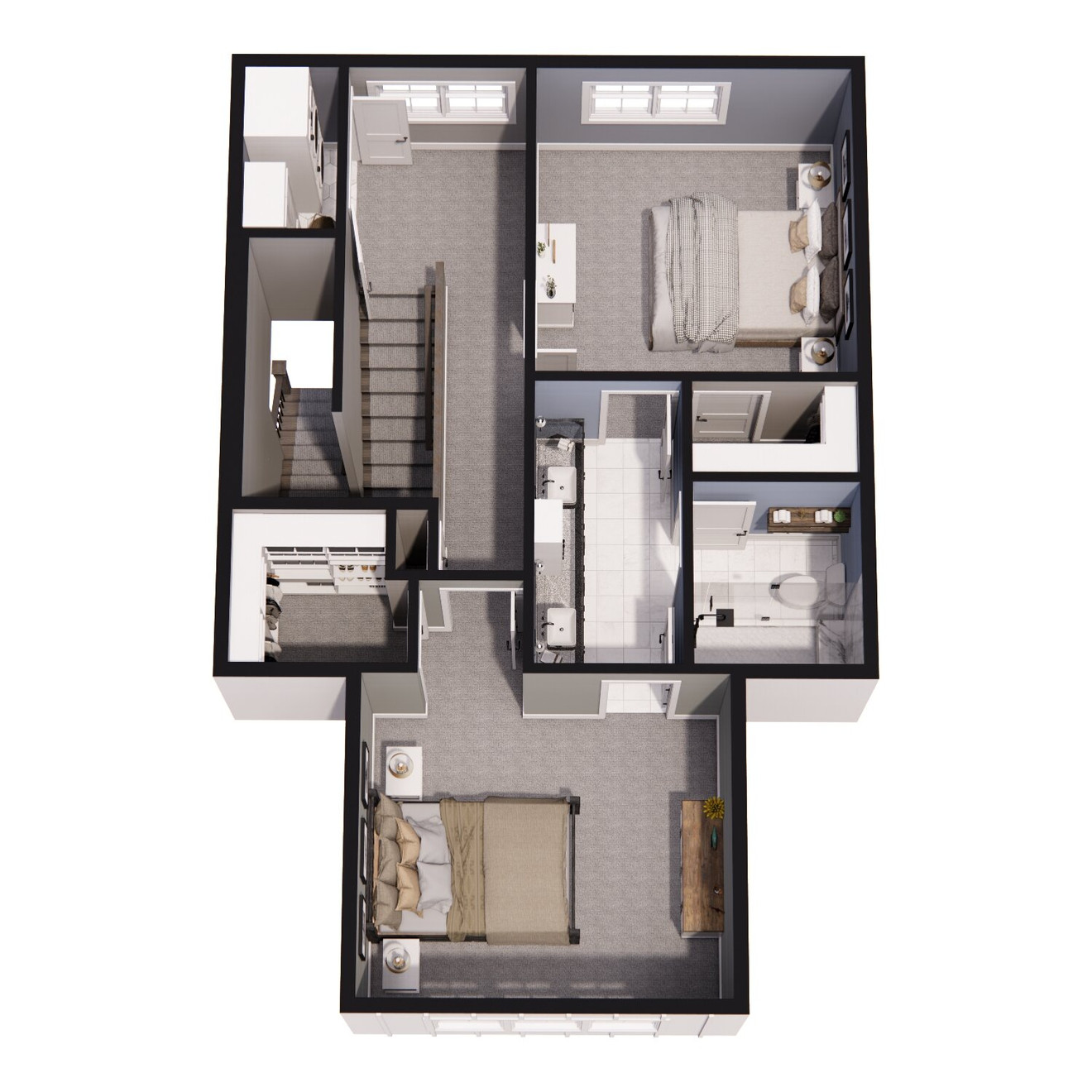 Farmhouse House Plan - Hidden Brook 30576 - 2nd Floor Plan Dollhouse - 